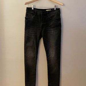 All Saints Black Ronnie Skinny Jeans size 32 / 32, slight stretch